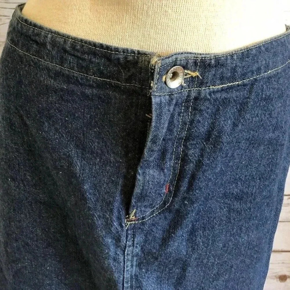 SUBURBAN GIRL Women Blue Denim Red Trim Cotton Straight Mid Calf Skirt Sz Small - Picture 9 of 11